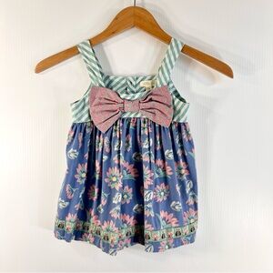 Matilda Jane Girls Top Fairy Wand Tunic Size 6 Floral Striped Bow Fox Owl